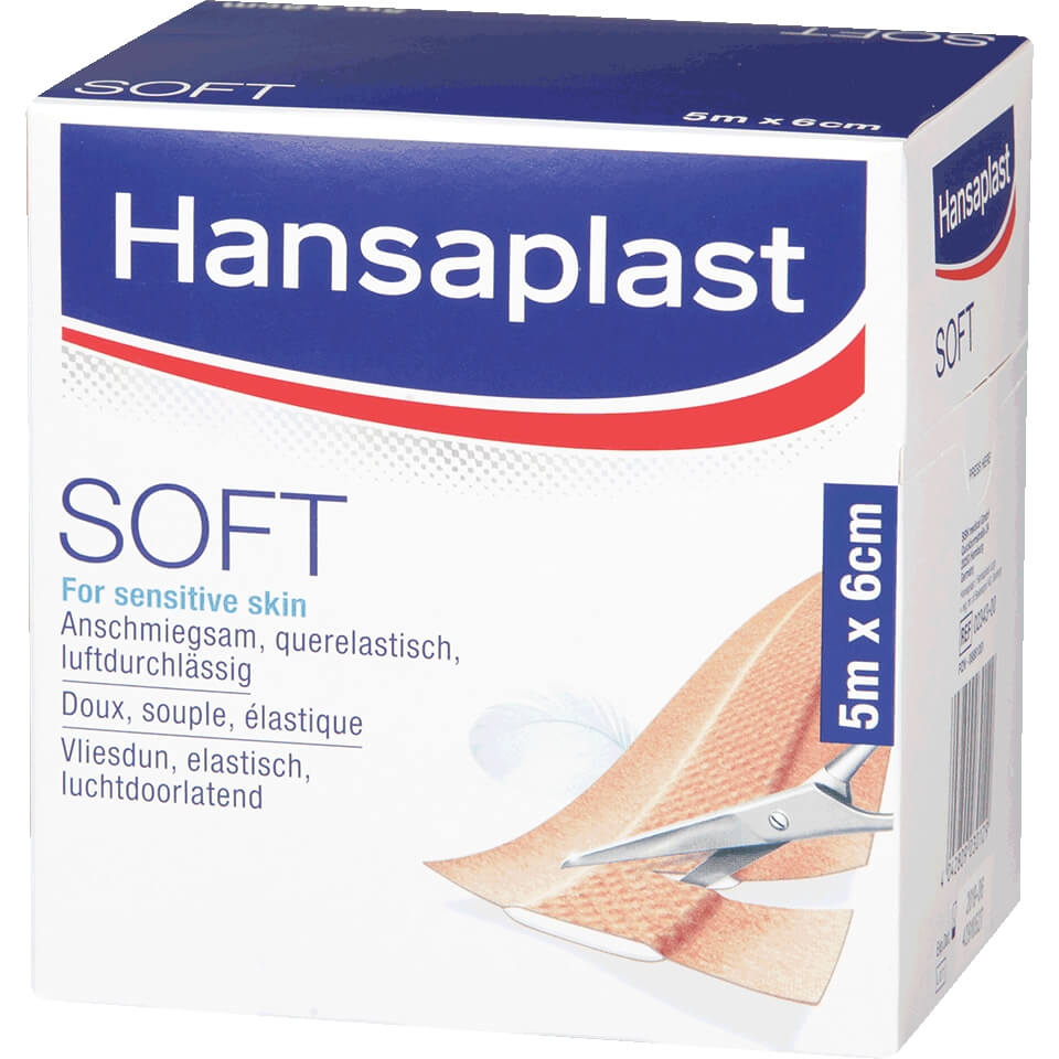 Hansaplast Soft-Pflaster, fr empfindliche Haut, 6 cm x 5 m / Rolle