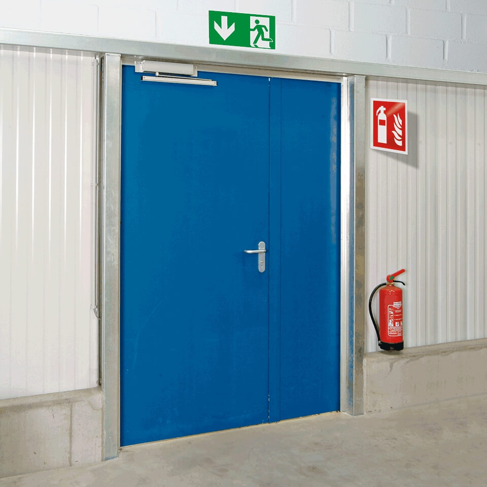 Vsafety Feuerlöscher-Schild 'Pulver' – 200x150 Mm, Kunststoff, EN ISO 7010, Blau/grün/rot