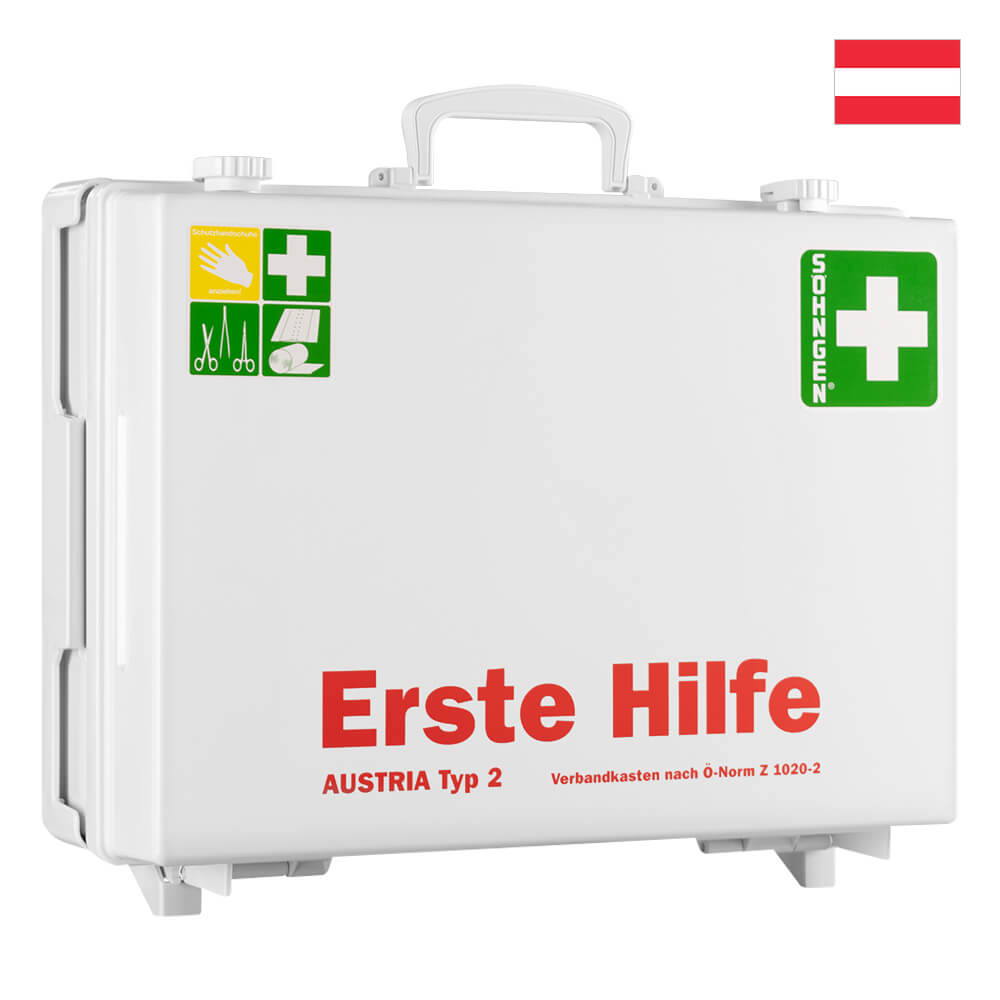 Söhngen Erste-Hilfe-Koffer MT-CD, mit Wandhalterung, weiß, ÖNORM Z