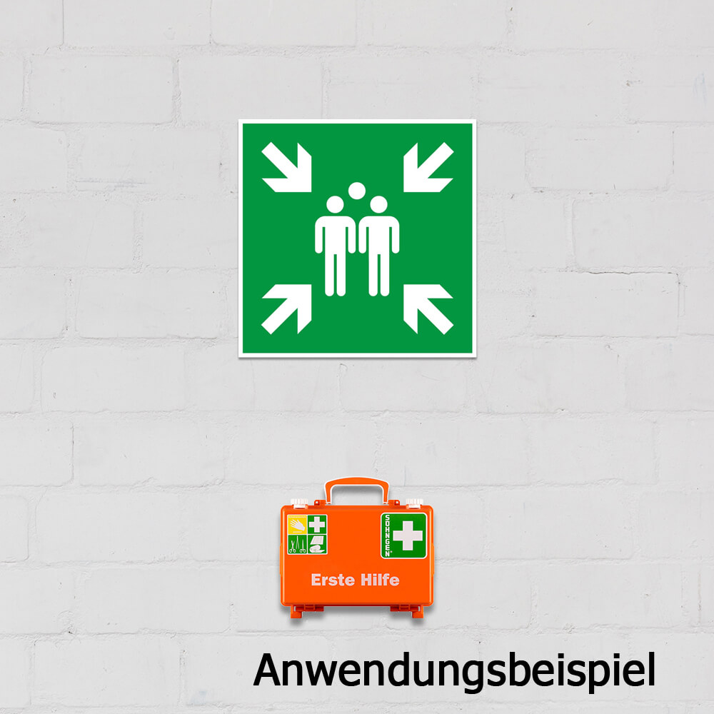 Sammelplatz-Symbol, Schild Beidseitiger Druck