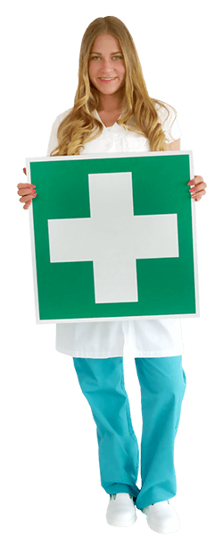 Schwester Danielle Erste Hilfe Schild