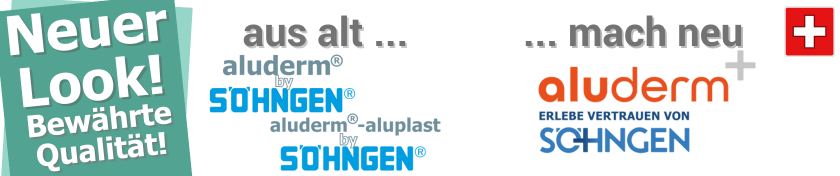 Das alte Logo von aluderm-aluplast by Söhngen und aluderm by Söhngen wird durch ein neues Logo von aluderm by Söhngen ersetzt