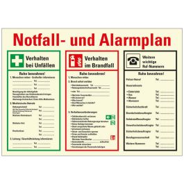 Notfall- Und Alarmplan Aushang – Selbstklebend, 30 X 42 Cm, Nach ASR A1.3